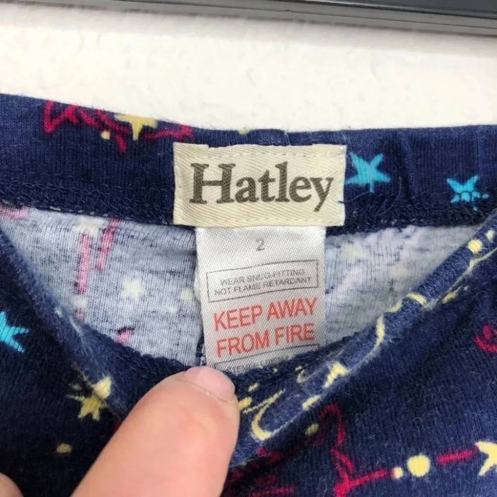 Hatley pajamas 2 piece long johns navy blue constellation night sky size 2 years